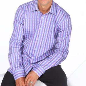 Modena Purple and Light Blue Check Shirt